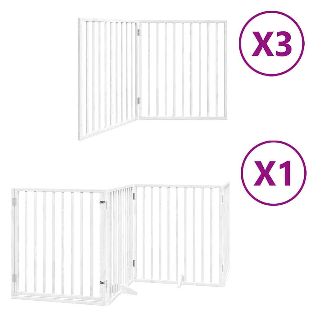 hundelåge med dør 10 paneler 800 cm foldbar poppeltræ hvid