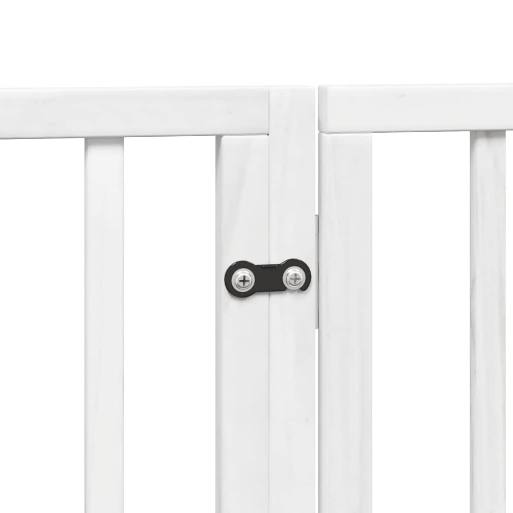 hundelåge med dør 12 paneler 960 cm foldbar poppeltræ hvid