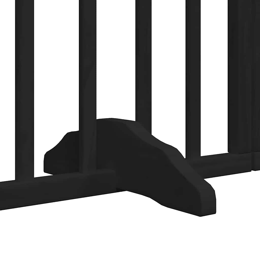 hundelåge med dør 6 paneler 480 cm foldbar poppeltræ sort