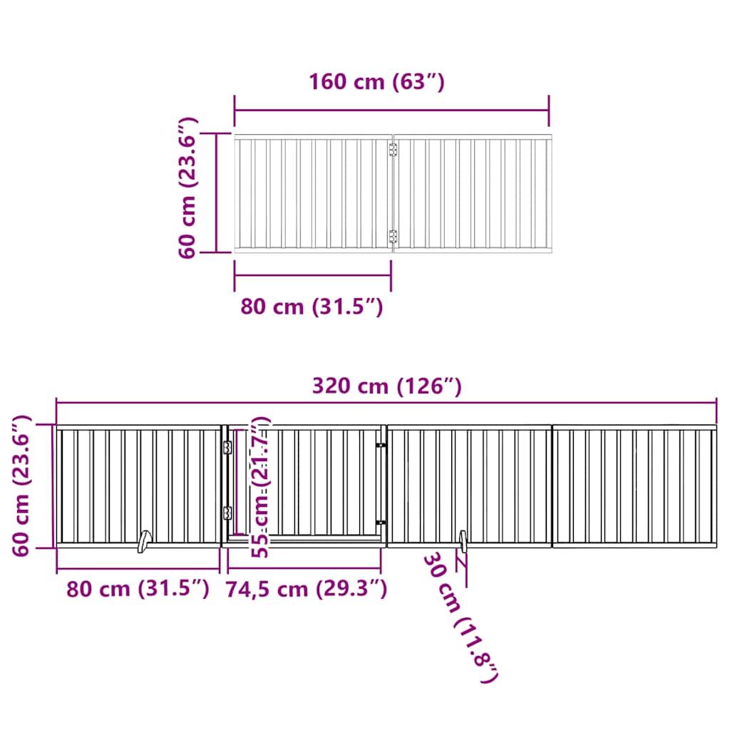 hundelåge med dør 10 paneler 800 cm foldbar poppeltræ sort