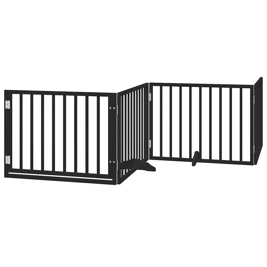 hundelåge med dør 12 paneler 960 cm foldbar poppeltræ sort