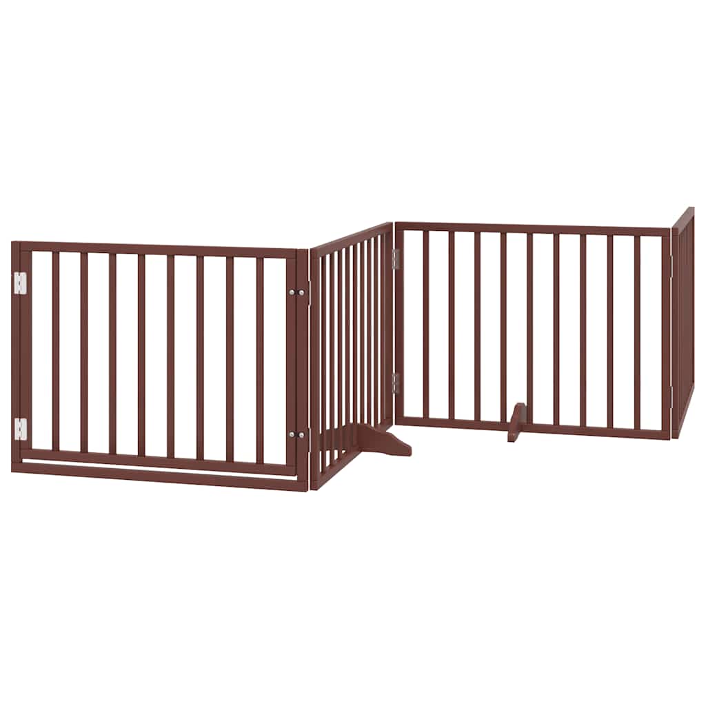 hundelåge med dør 12 paneler 960 cm foldbar poppeltræ brun