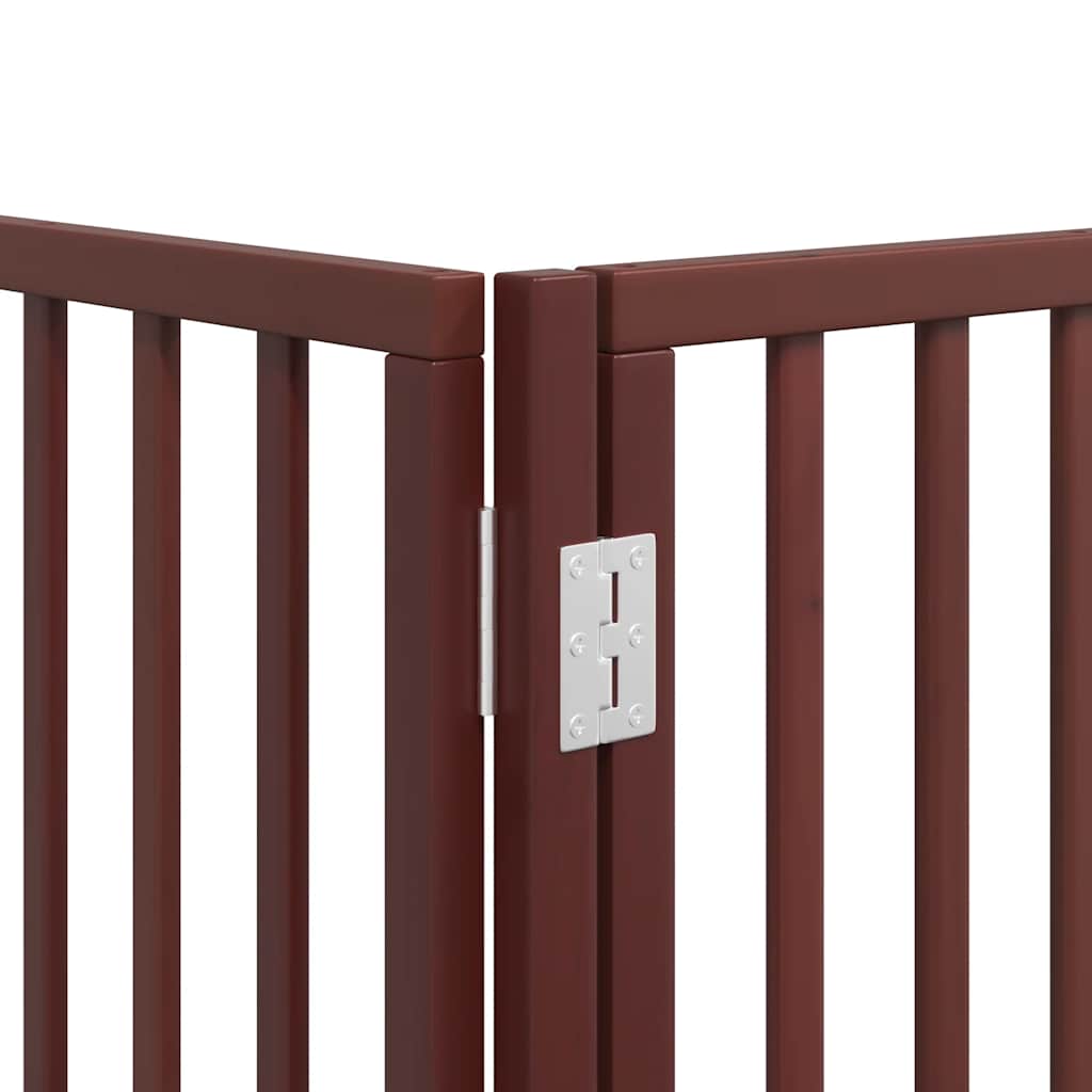 hundelåge med dør 6 paneler 480 cm foldbar poppeltræ brun