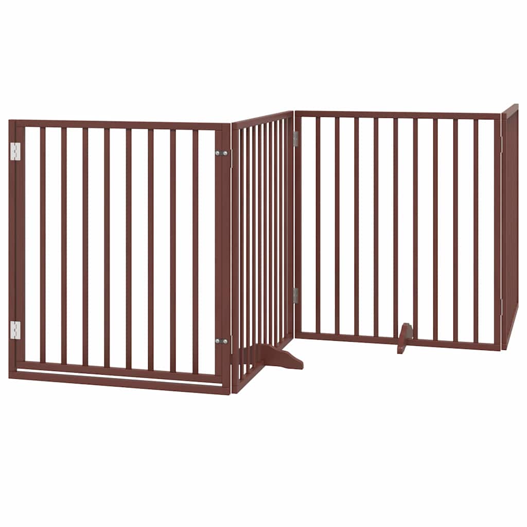 hundelåge med dør 8 paneler 640 cm foldbar poppeltræ brun