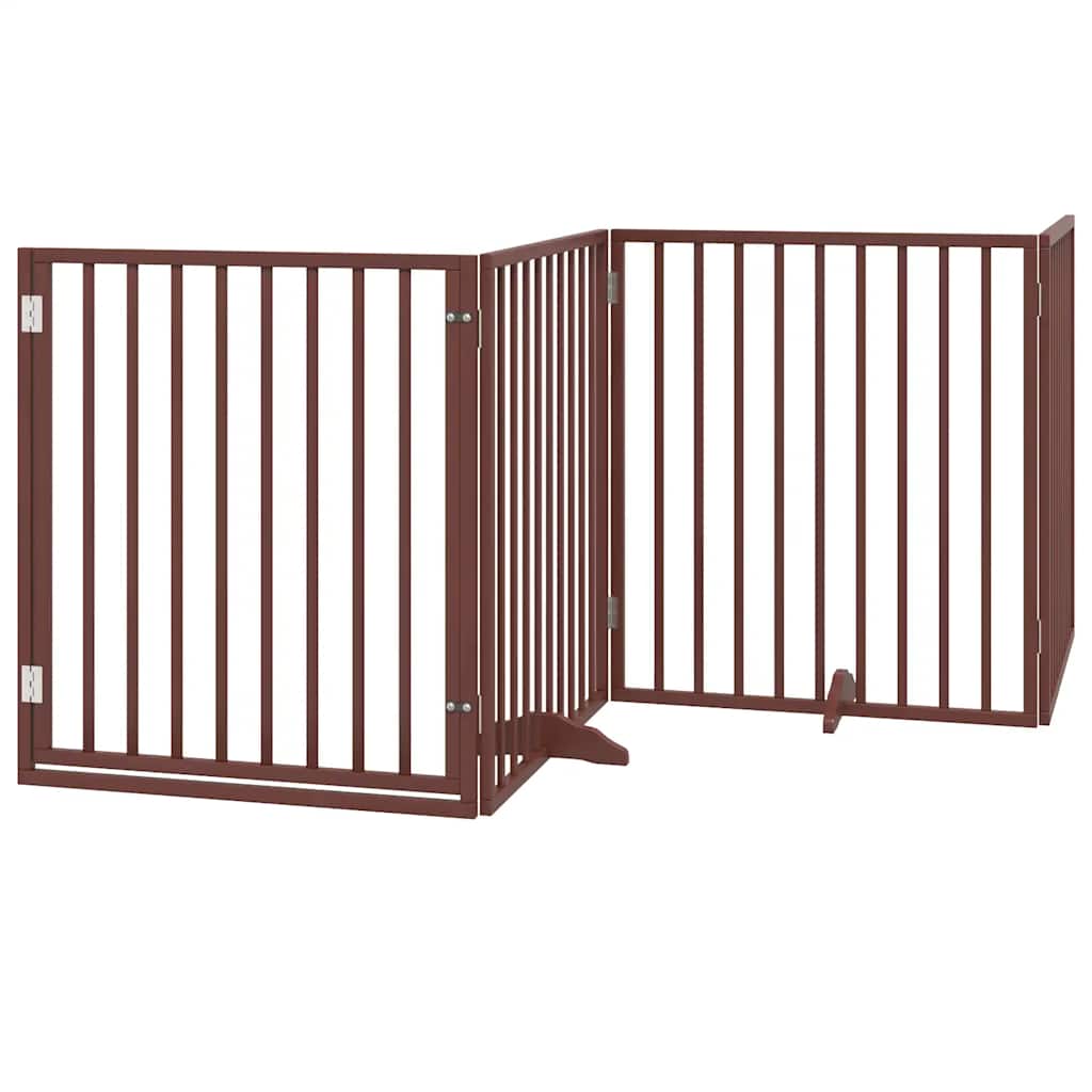 hundelåge med dør 12 paneler 960 cm foldbar poppeltræ brun