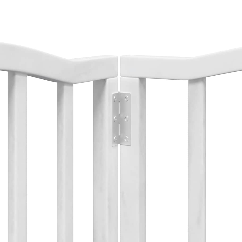 hundelåge med dør 9 paneler 450 cm foldbar poppeltræ hvid