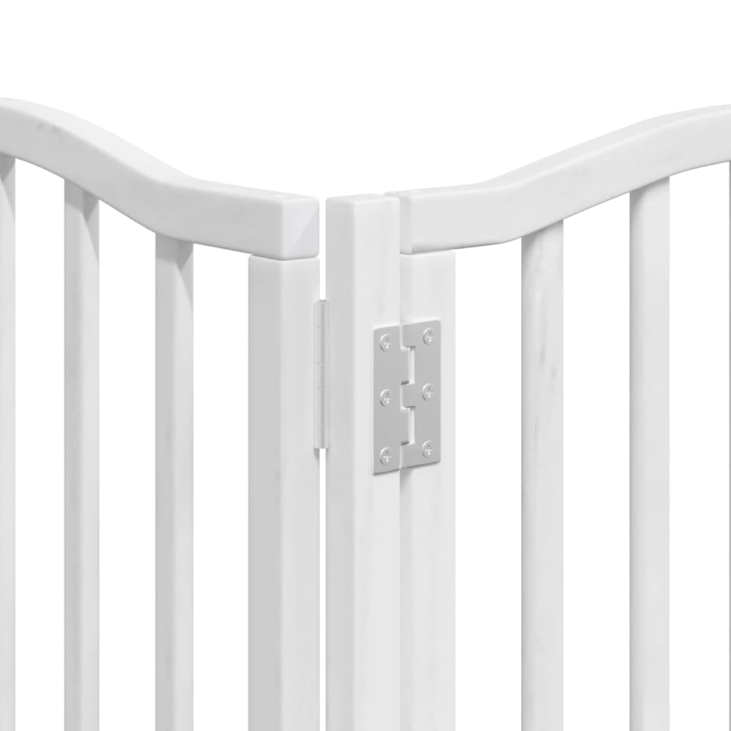hundelåge med dør 9 paneler 450 cm foldbar poppeltræ hvid
