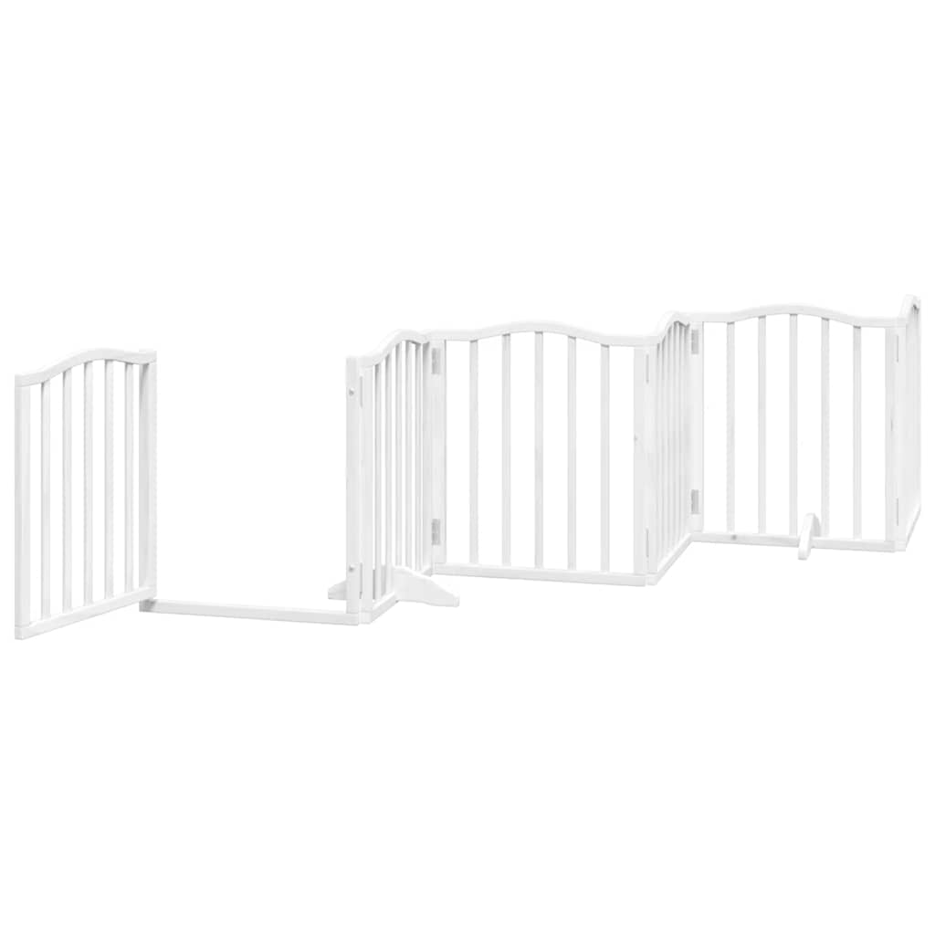 hundelåge med dør 12 paneler 600 cm foldbar poppeltræ hvid