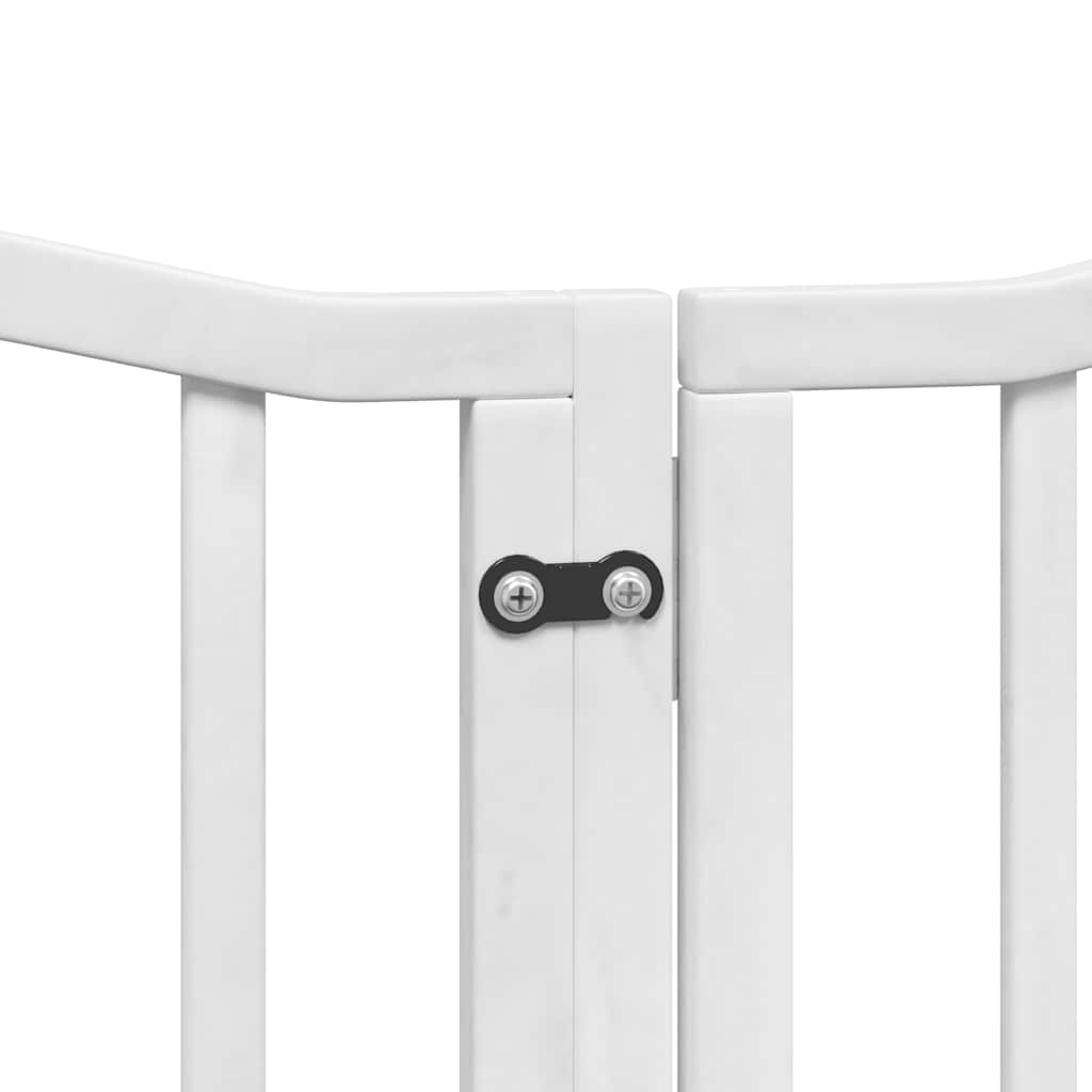 hundelåge med dør 12 paneler 600 cm foldbar poppeltræ hvid