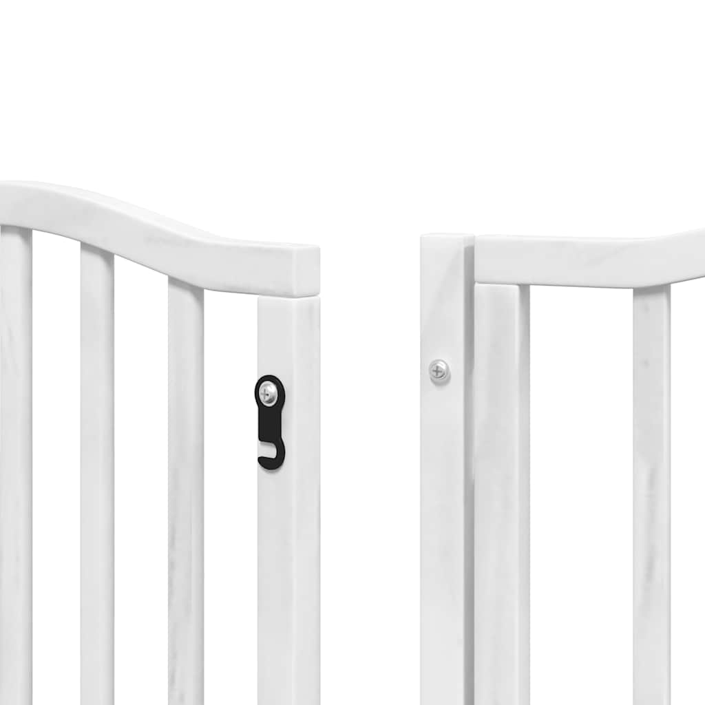 hundelåge med dør 9 paneler 450 cm foldbar poppeltræ hvid