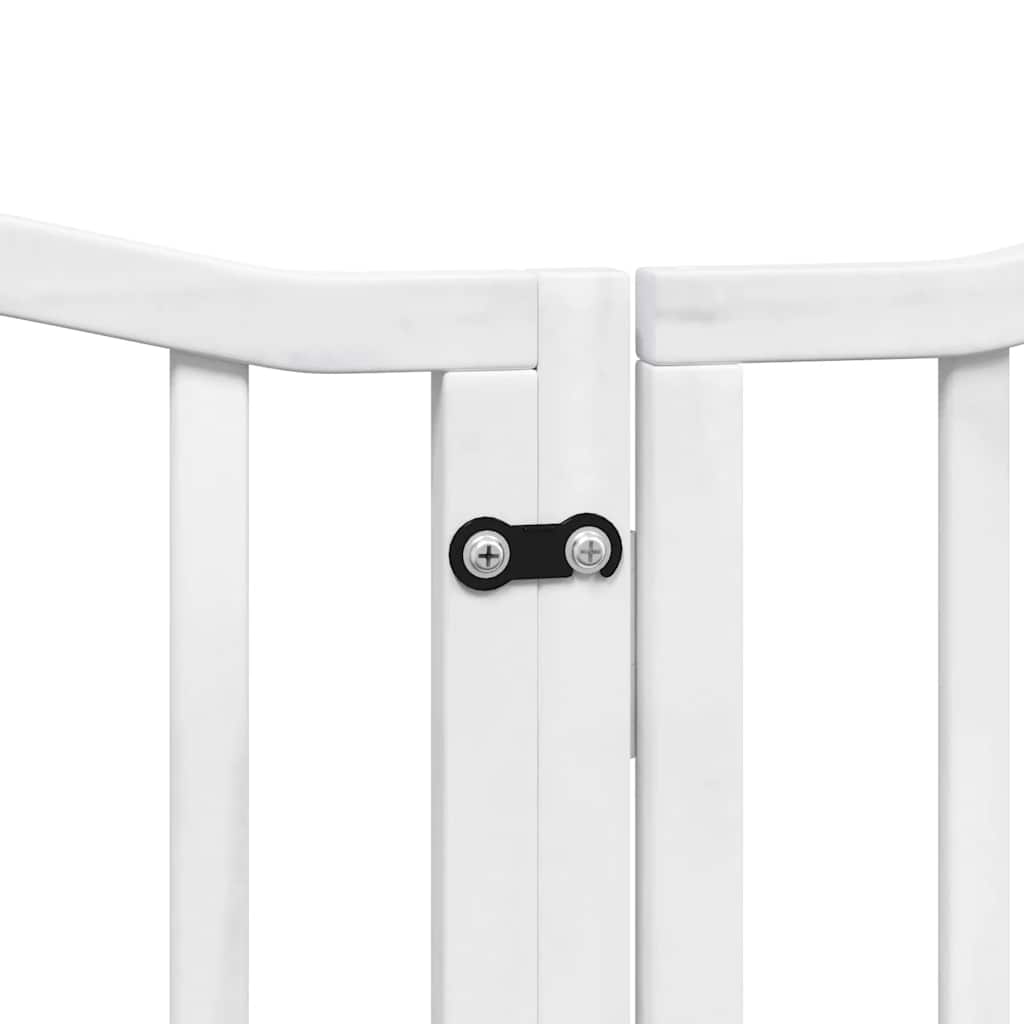 hundelåge med dør 12 paneler 600 cm foldbar poppeltræ hvid