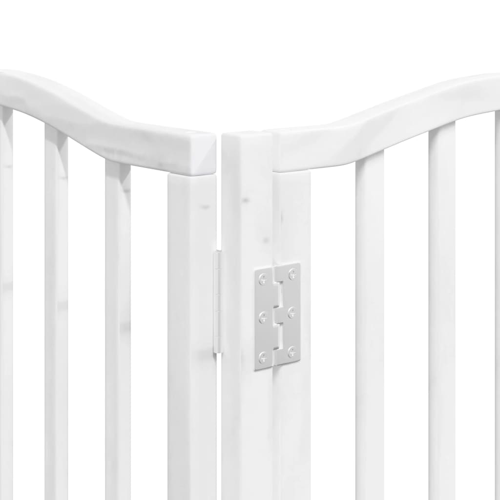 hundelåge med dør 12 paneler 600 cm foldbar poppeltræ hvid