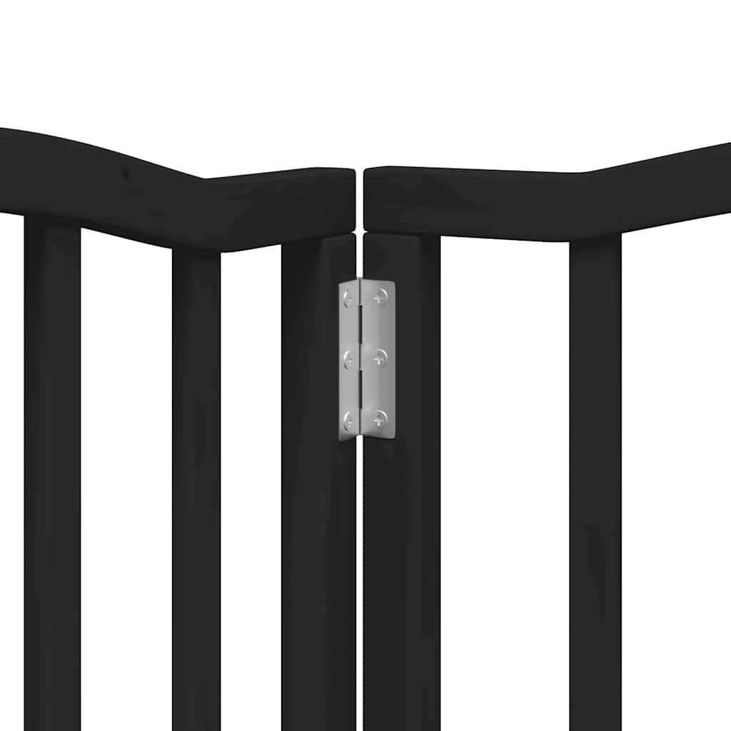hundelåge med dør 9 paneler 450 cm foldbar poppeltræ sort