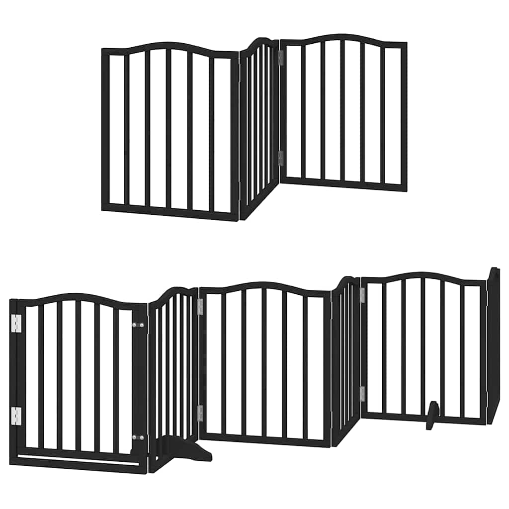 hundelåge med dør 15 paneler 750 cm foldbar poppeltræ sort
