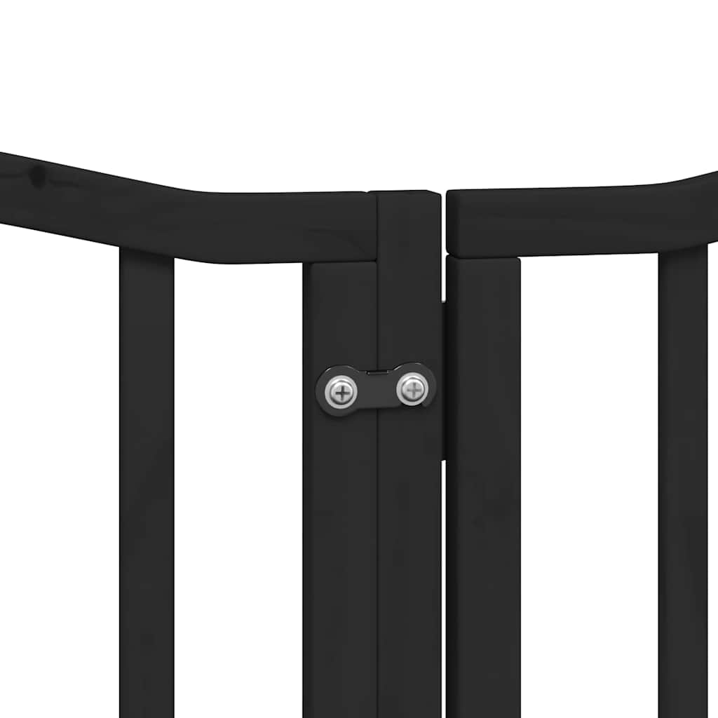 hundelåge med dør 15 paneler 750 cm foldbar poppeltræ sort