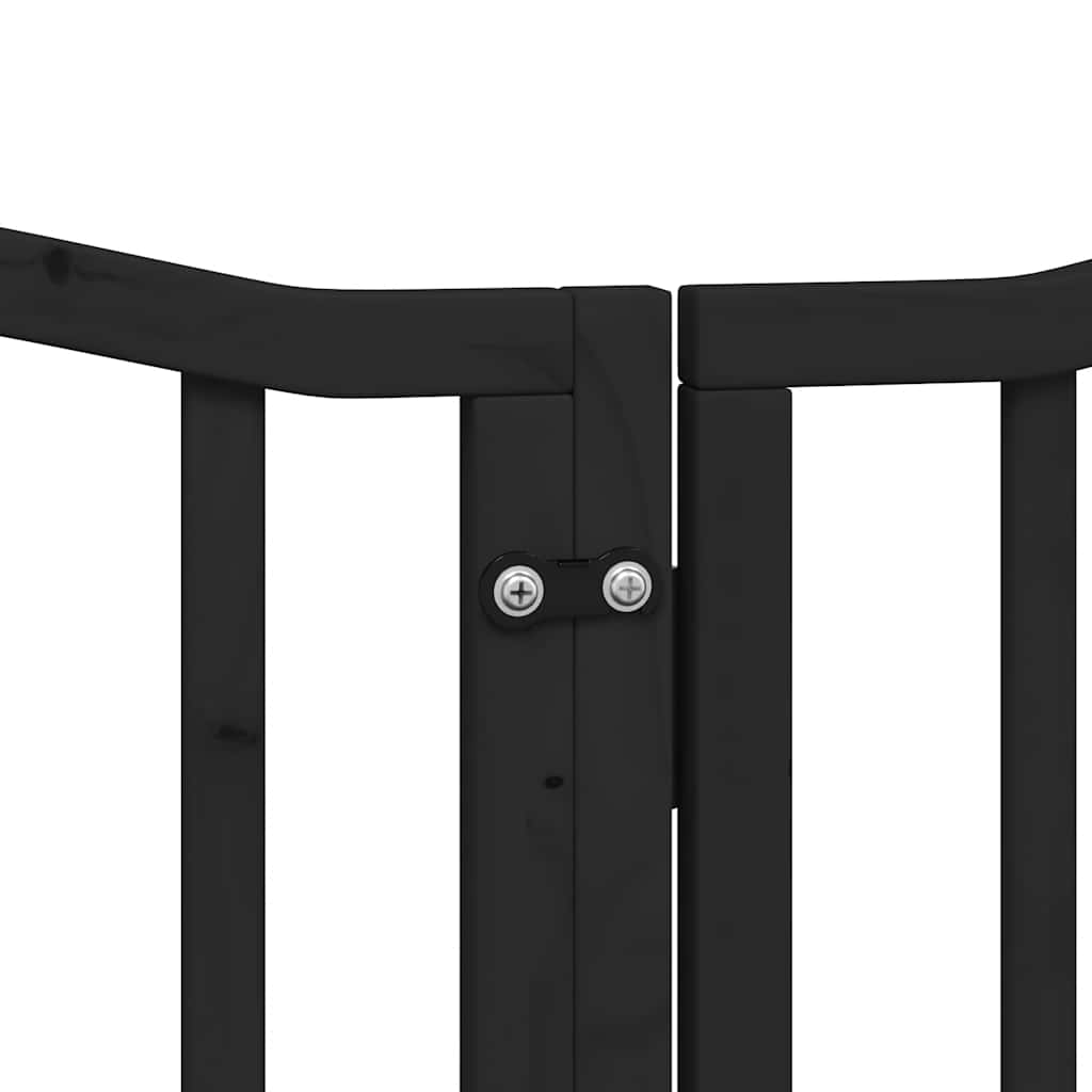 hundelåge med dør 12 paneler 600 cm foldbar poppeltræ sort