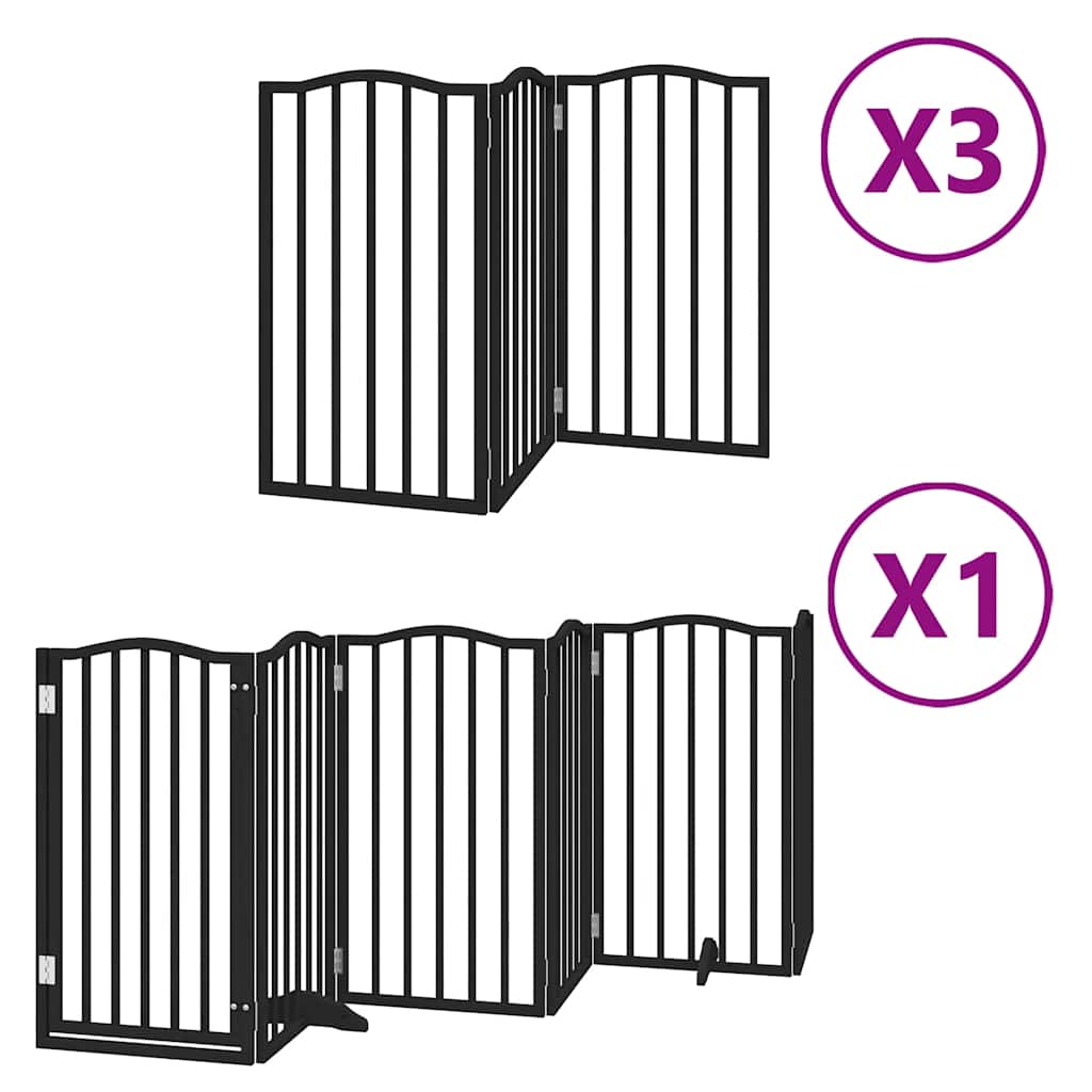 hundelåge med dør 15 paneler 750 cm foldbar poppeltræ sort