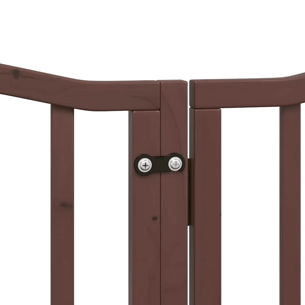 hundelåge med dør 9 paneler 450 cm foldbar poppeltræ brun