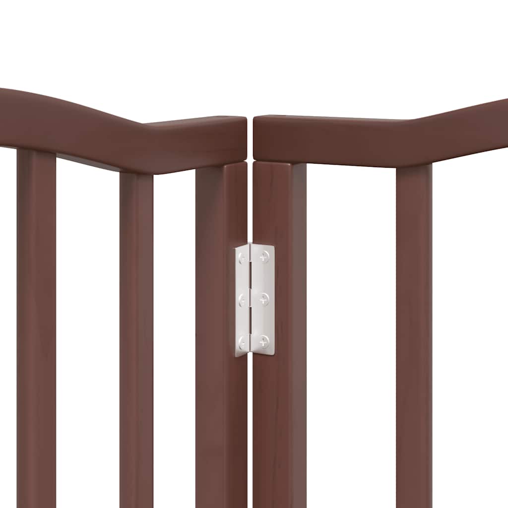 hundelåge med dør 9 paneler 450 cm foldbar poppeltræ brun