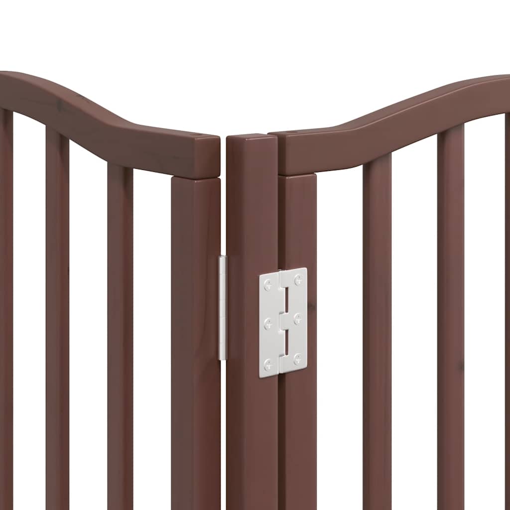 hundelåge med dør 9 paneler 450 cm foldbar poppeltræ brun
