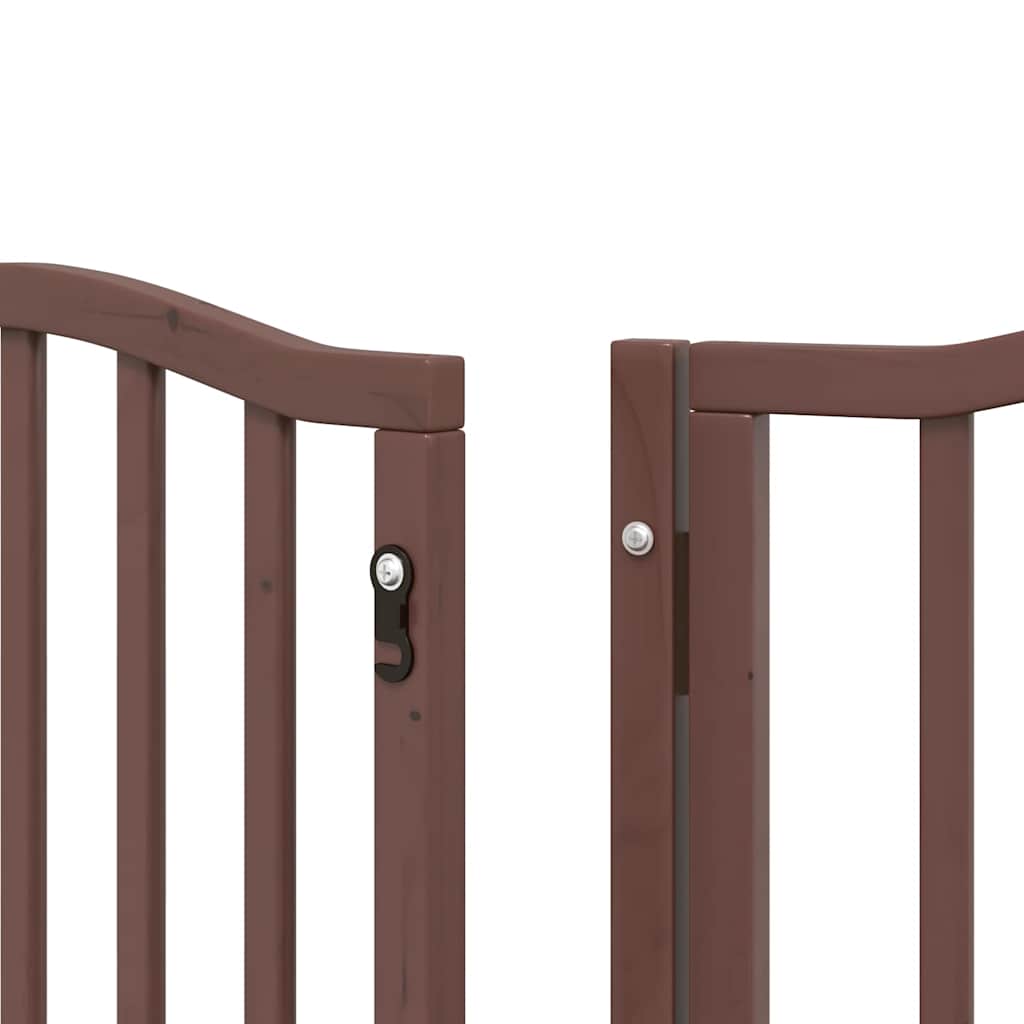 hundelåge med dør 9 paneler 450 cm foldbar poppeltræ brun