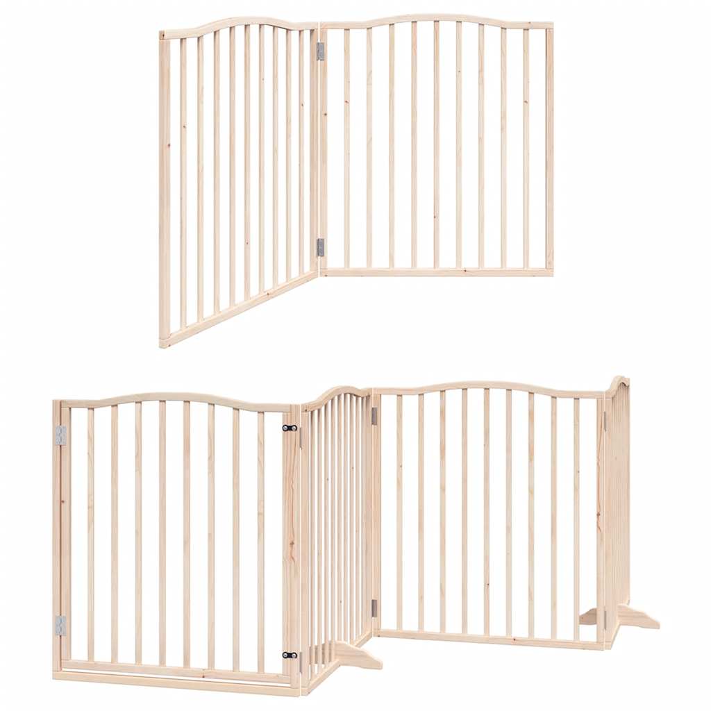 hundelåge med dør 6 paneler 480 cm foldbar poppeltræ