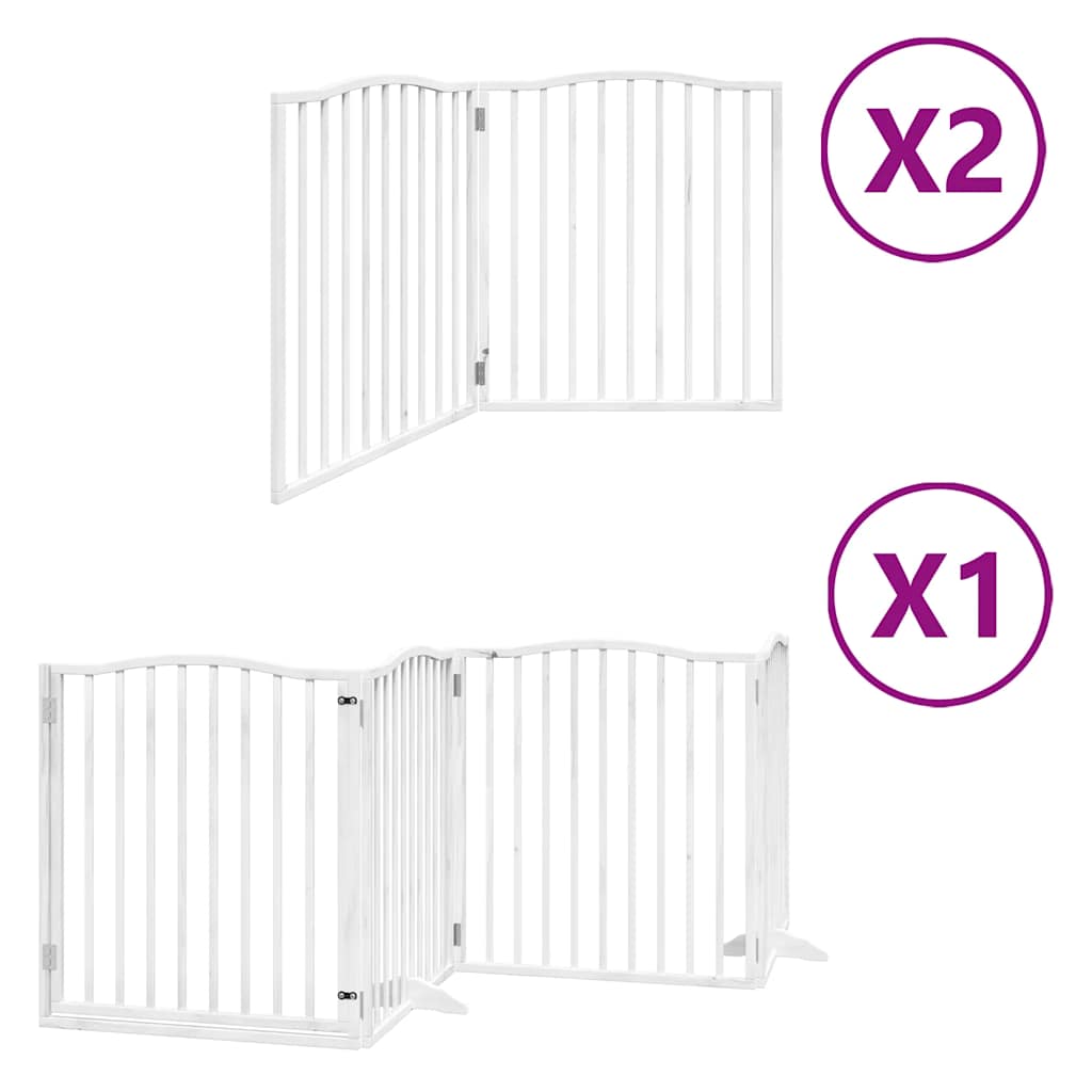 hundelåge med dør 8 paneler 640 cm foldbar poppeltræ hvid