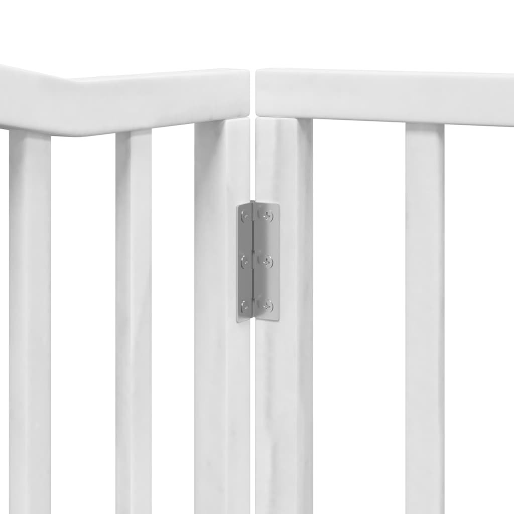 hundelåge med dør 12 paneler 960 cm foldbar poppeltræ hvid