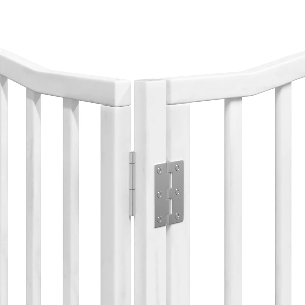 hundelåge med dør 12 paneler 960 cm foldbar poppeltræ hvid