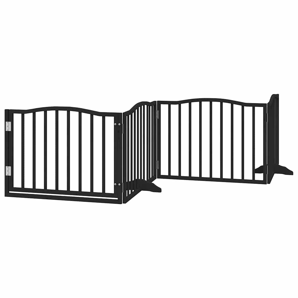 hundelåge med dør 12 paneler 960 cm foldbar poppeltræ sort