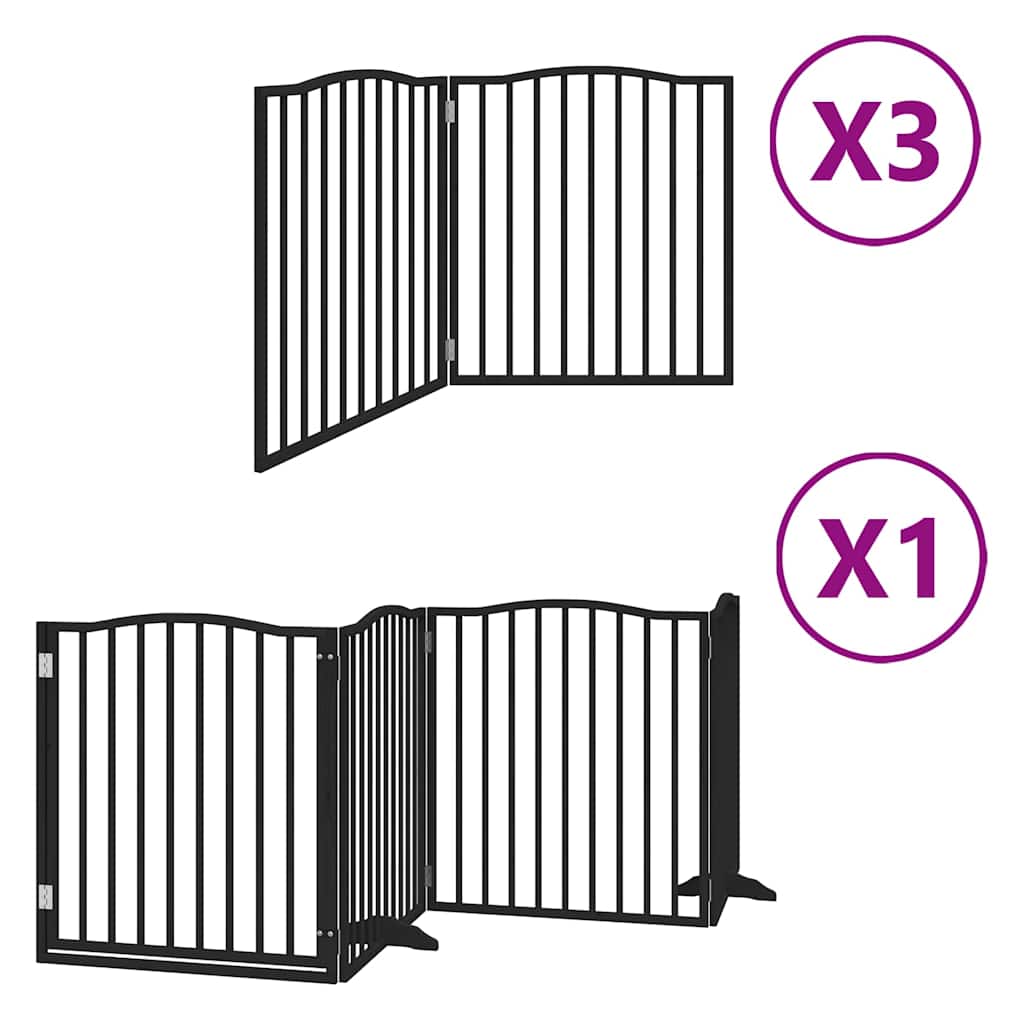 hundelåge med dør 10 paneler 800 cm foldbar poppeltræ sort