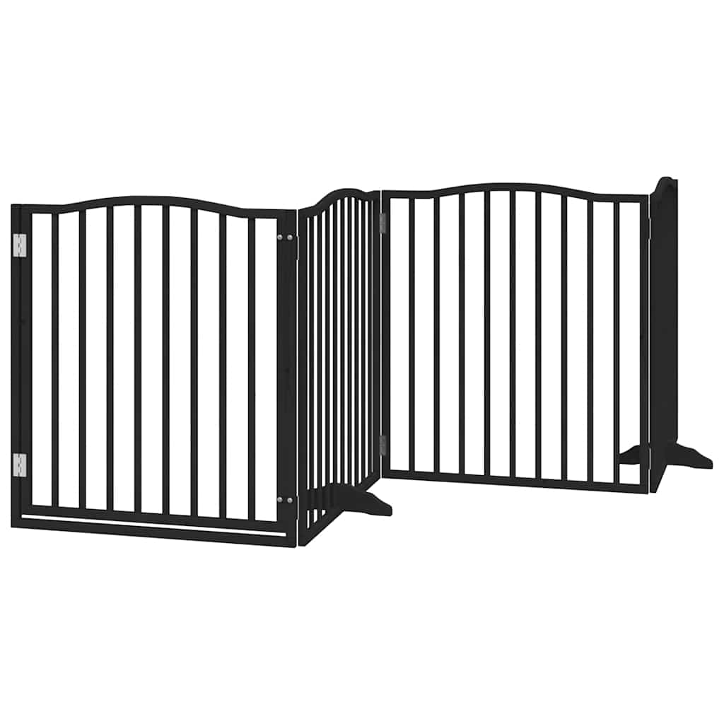 hundelåge med dør 12 paneler 960 cm foldbar poppeltræ sort