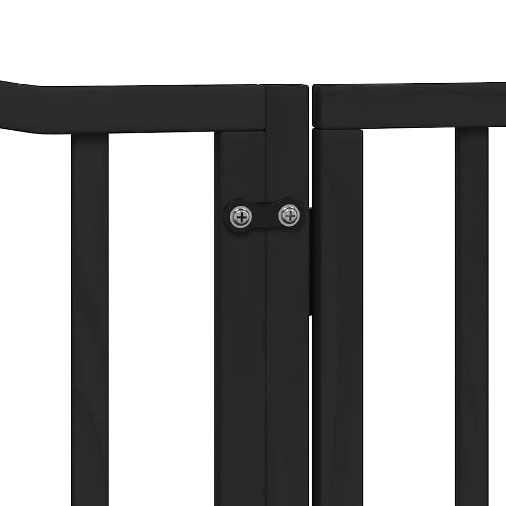 hundelåge med dør 12 paneler 960 cm foldbar poppeltræ sort