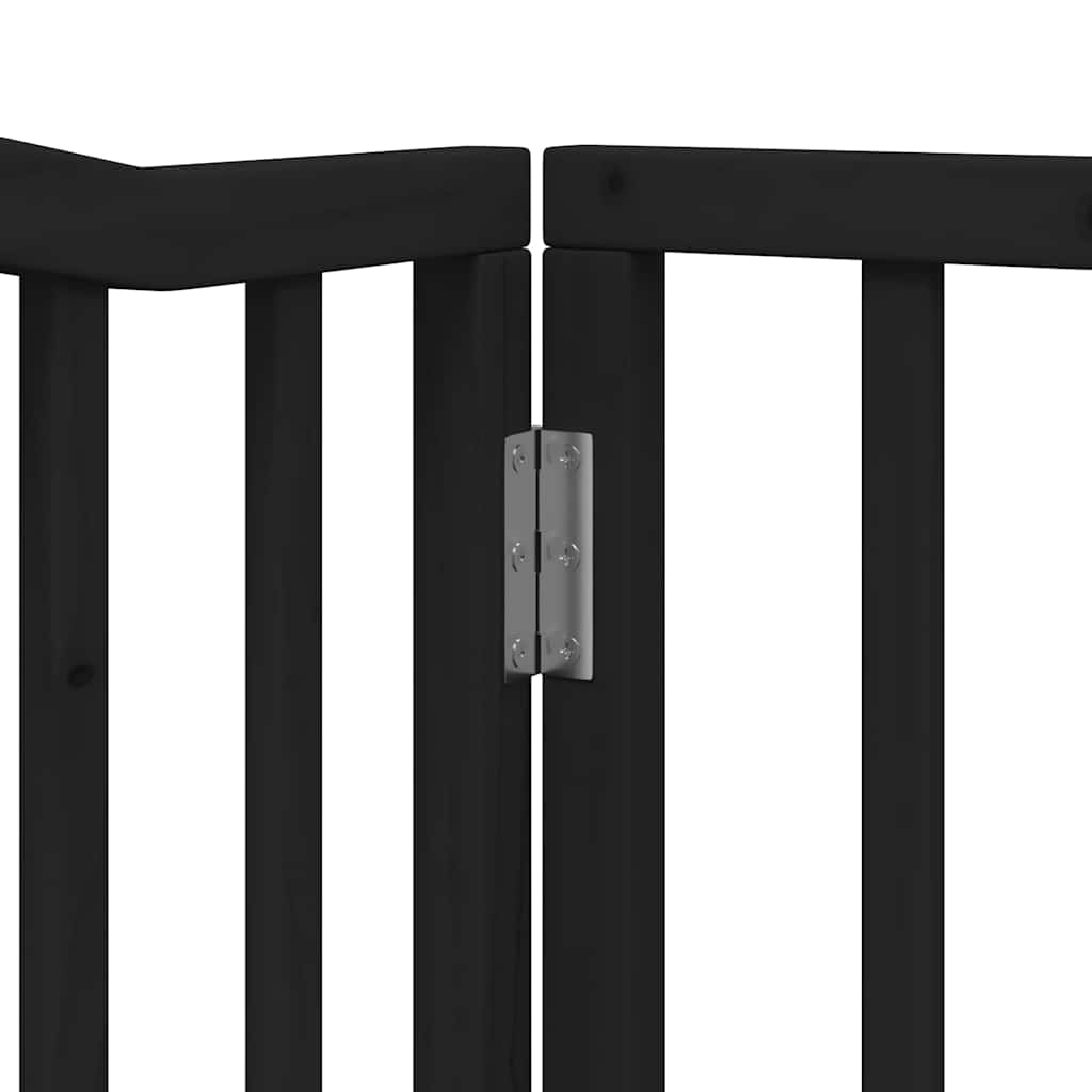 hundelåge med dør 12 paneler 960 cm foldbar poppeltræ sort