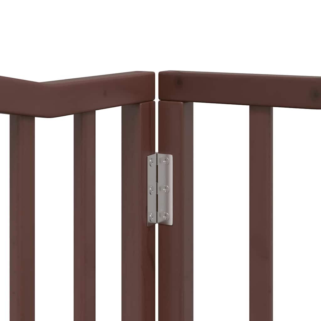 hundelåge med dør 12 paneler 960 cm foldbar poppeltræ brun