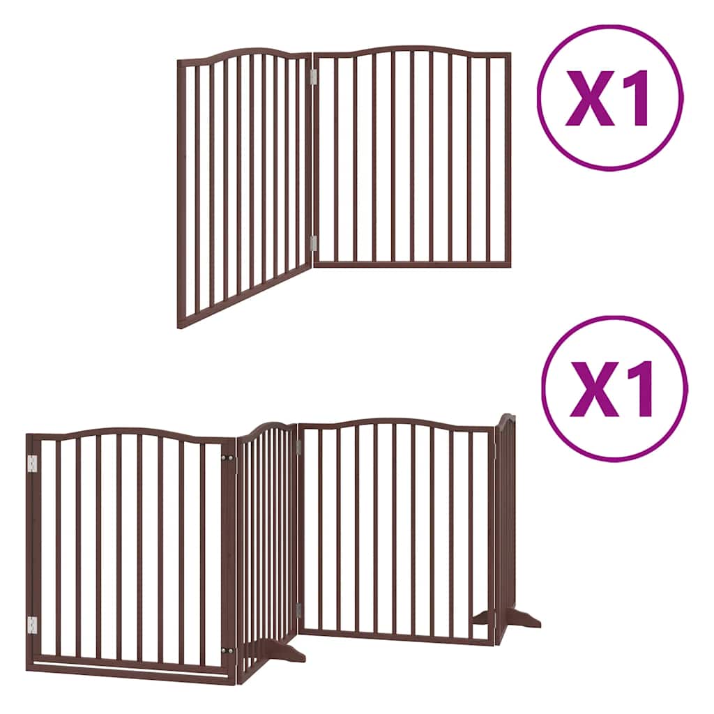 hundelåge med dør 6 paneler 480 cm foldbar poppeltræ brun