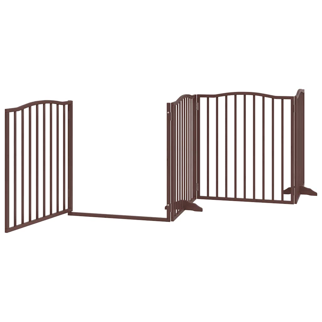 hundelåge med dør 6 paneler 480 cm foldbar poppeltræ brun