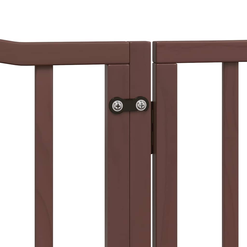 hundelåge med dør 6 paneler 480 cm foldbar poppeltræ brun