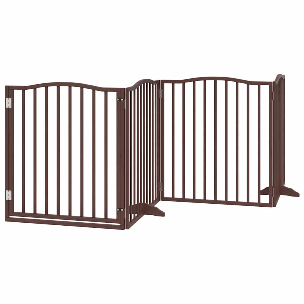 hundelåge med dør 8 paneler 640 cm foldbar poppeltræ brun