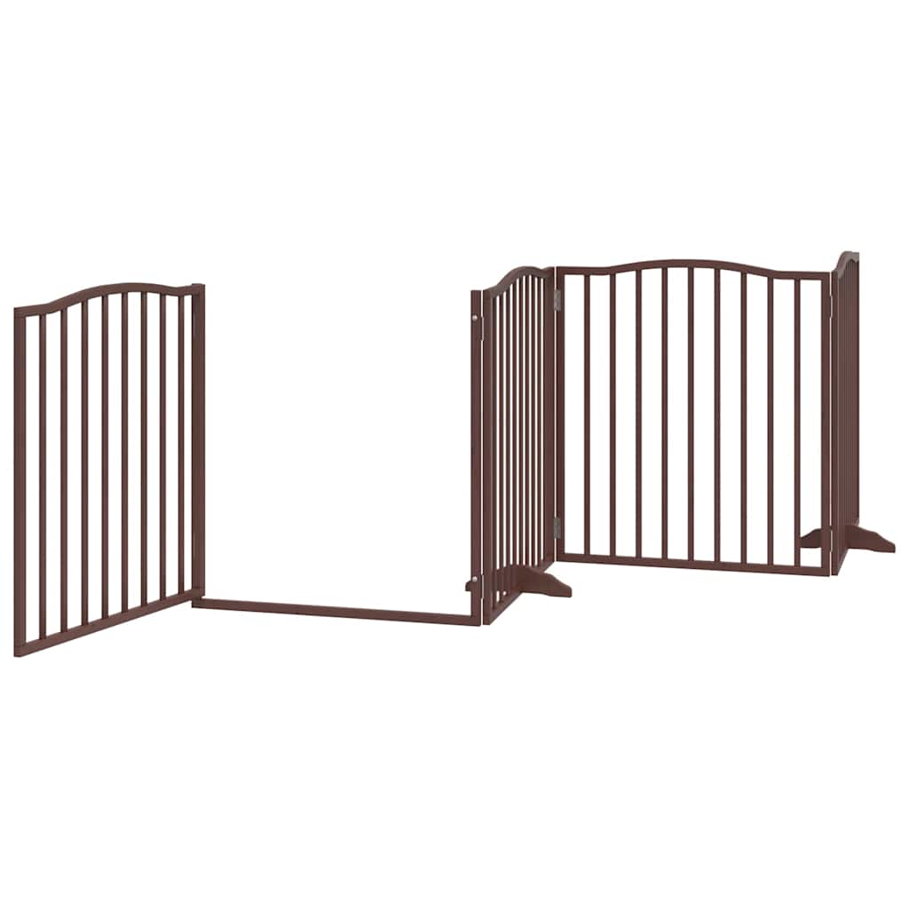 hundelåge med dør 12 paneler 960 cm foldbar poppeltræ brun