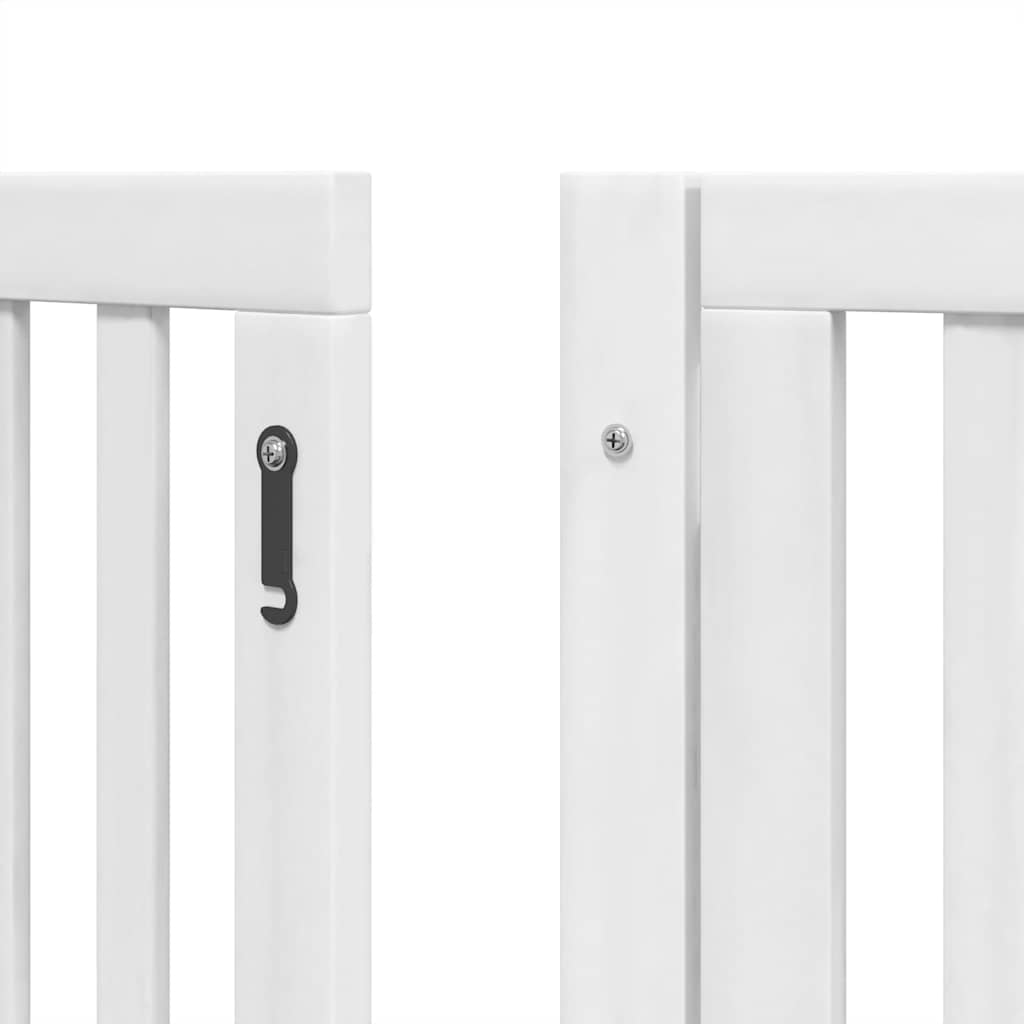 hundelåge med dør 15 paneler 750 cm foldbar poppeltræ hvid