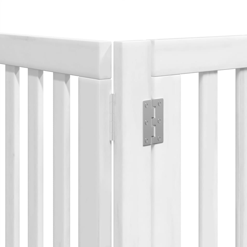 hundelåge med dør 15 paneler 750 cm foldbar poppeltræ hvid