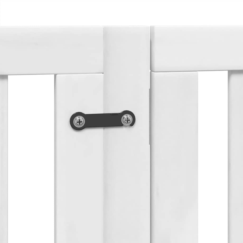 hundelåge med dør 9 paneler 450 cm foldbar poppeltræ hvid