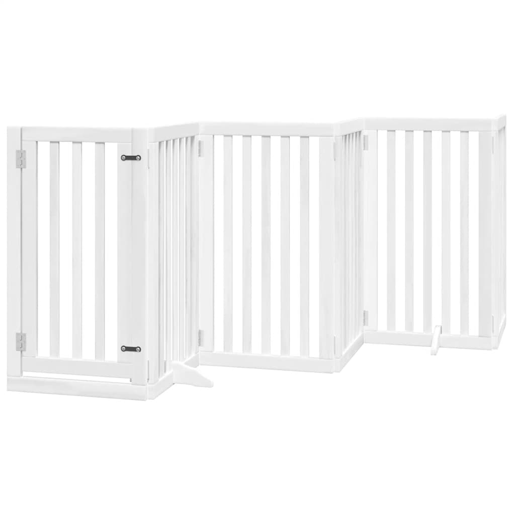 hundelåge med dør 15 paneler 750 cm foldbar poppeltræ hvid