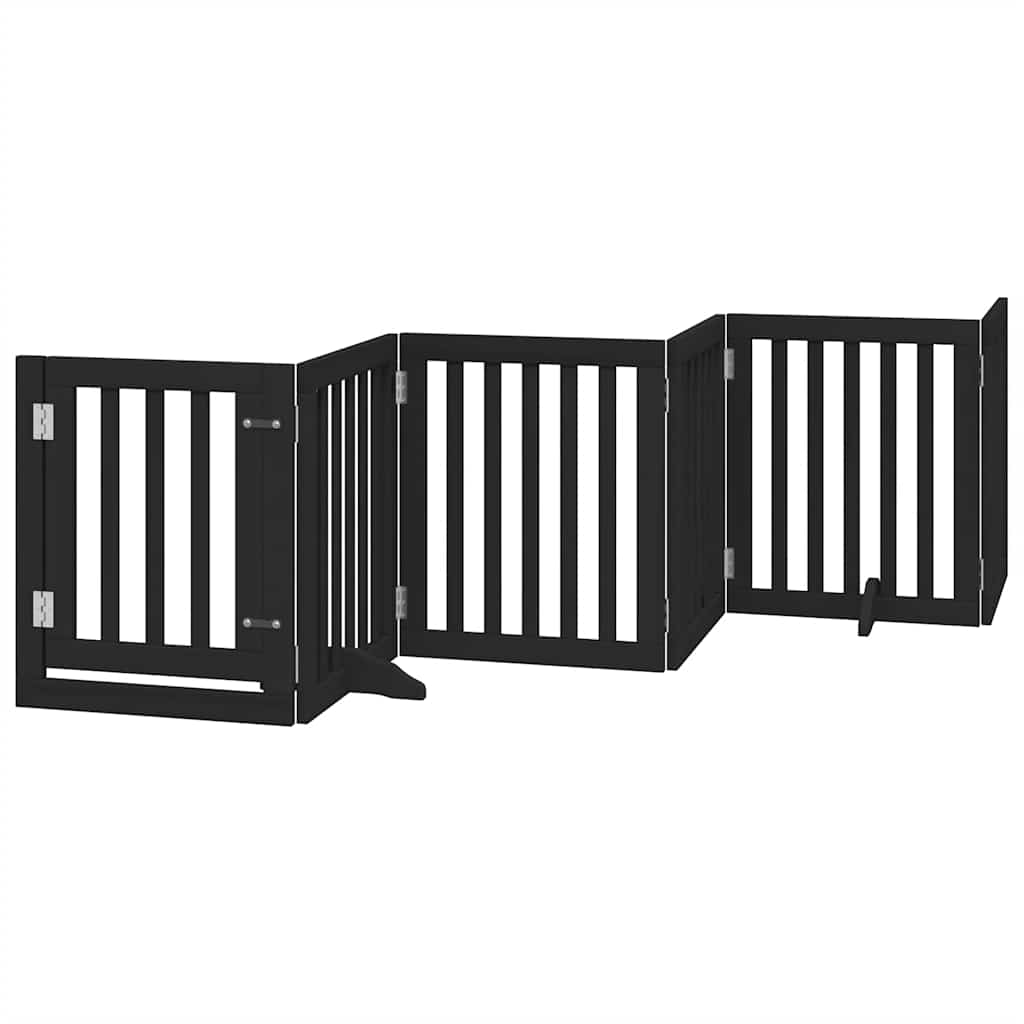 hundelåge med dør 12 paneler 600 cm foldbar poppeltræ sort