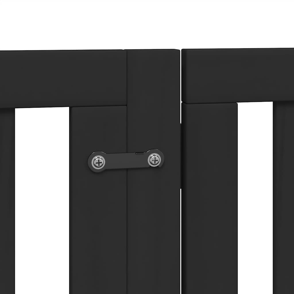 hundelåge med dør 15 paneler 750 cm foldbar poppeltræ sort