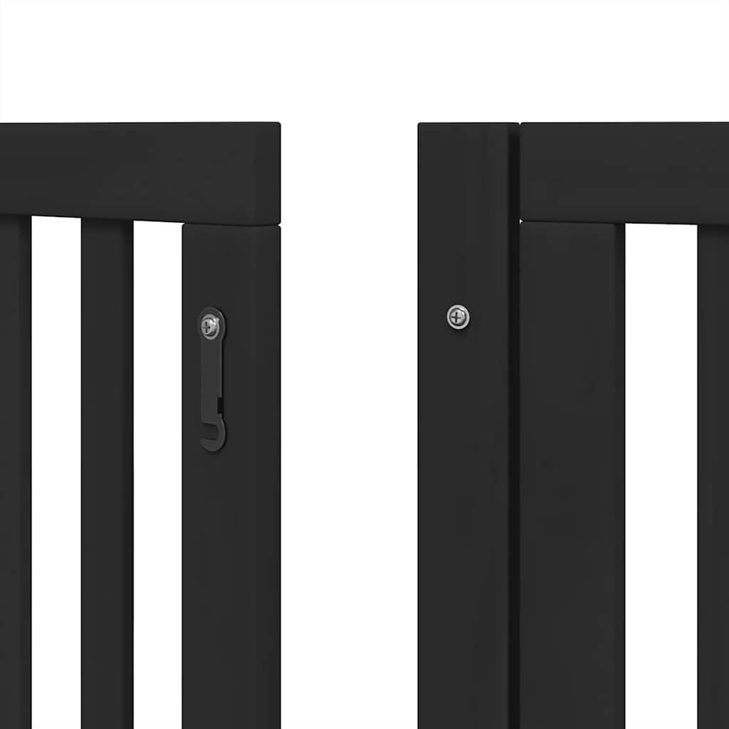 hundelåge med dør 12 paneler 600 cm foldbar poppeltræ sort