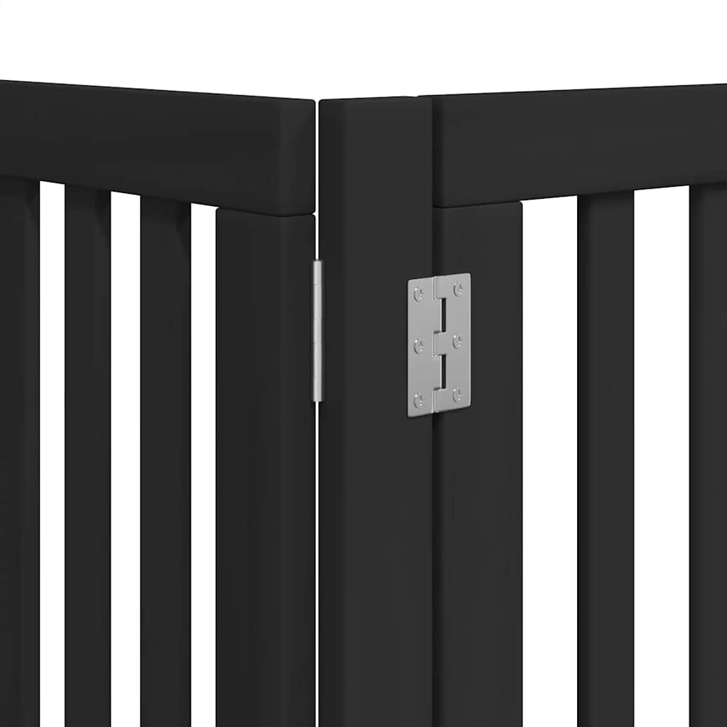 hundelåge med dør 12 paneler 600 cm foldbar poppeltræ sort