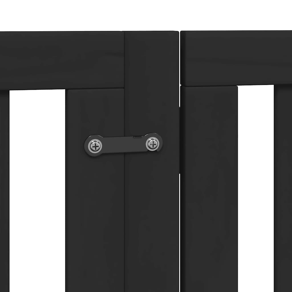 hundelåge med dør 15 paneler 750 cm foldbar poppeltræ sort