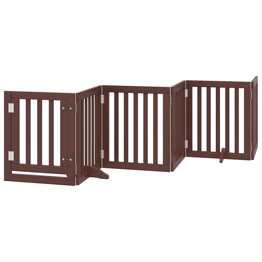 hundelåge med dør 12 paneler 600 cm foldbar poppeltræ brun